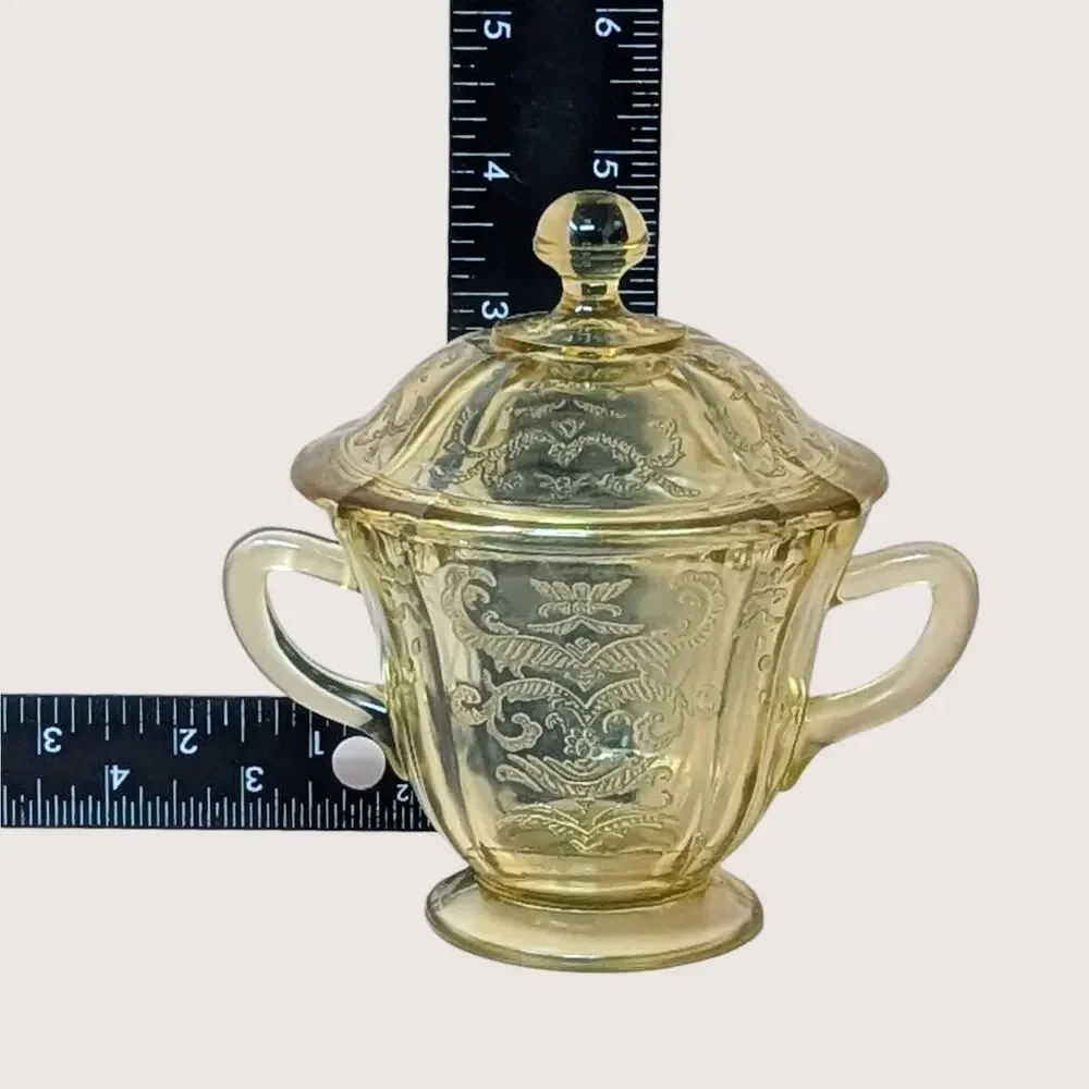 1930s Federal Glass Amber Madrid Creamer and Sugar Bowl